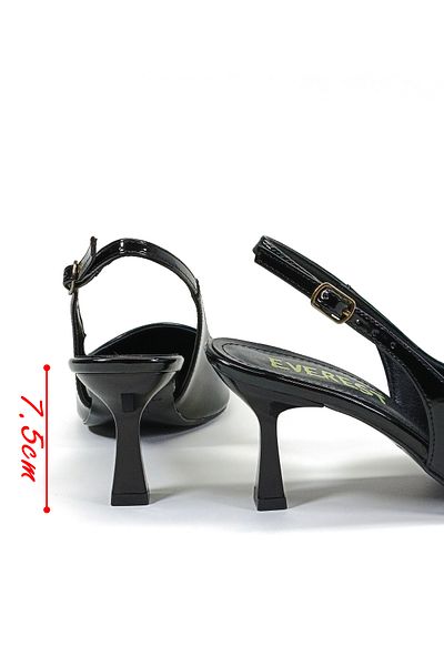 Everest Women's Black Patent Leather Stiletto Heeled Shoes Heel Height 7cm