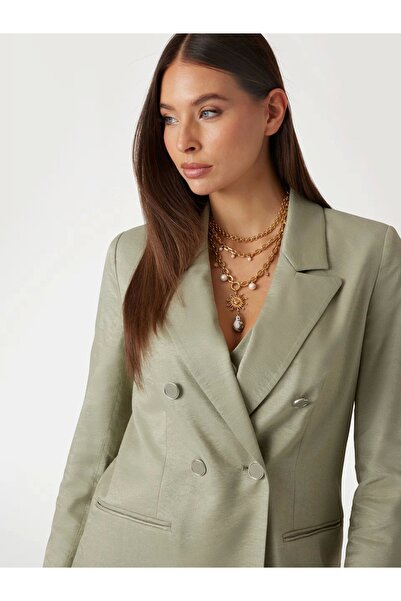 Guess Kadın Yeşil Kruvaze Blazer Ceket