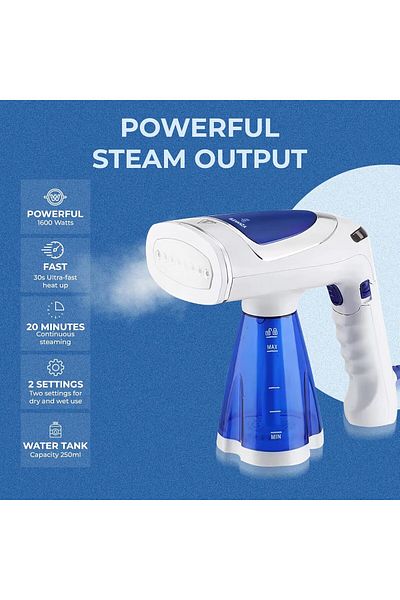 COOYA Handheld Steamer,Strong Penetrating Steam,Fast 30s Heat-Up ,250ml Tank,for All Type Fabrics,1600W