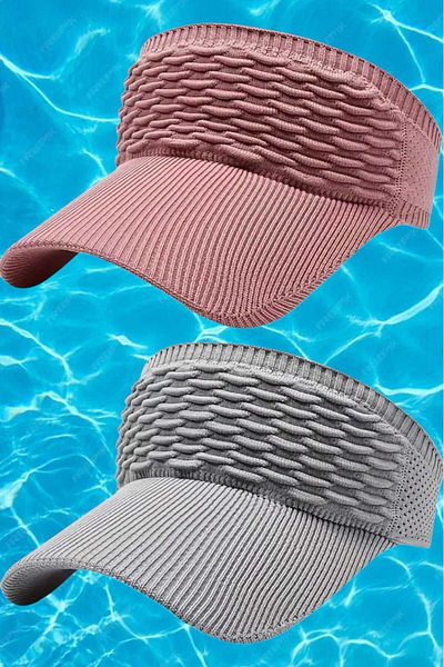 Uniquetrenders Women's Knitted Textured Uv Protection Summer Visor Hat Set of 2