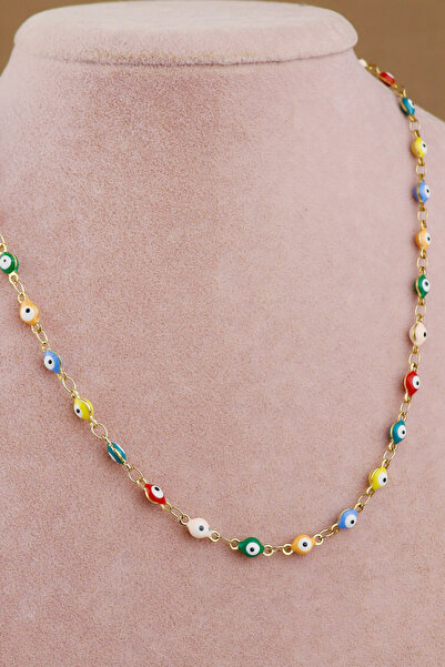 Keyifli Hayaller 316L Renkli Nazar Boncuklu Gold Kararmaz Paslanmaz Çelik Zin...