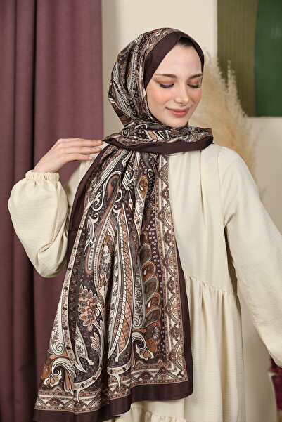 aldyoo Ρετρό έθνικ μοτίβο βαμβακερό σάλι βισκόζης Bitter Brown