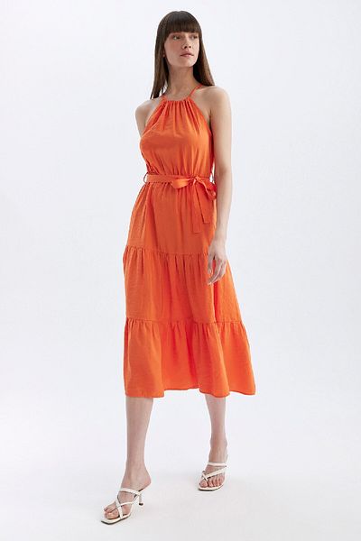 DeFacto Neckholder-Midikleid mit Gürtel - Ärmellos C4481AX24HS