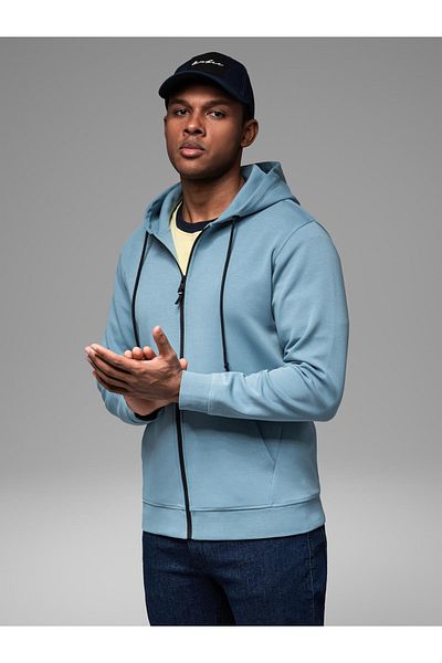 OMBRE Unzipped Hoodie Sweatshirt im Streetwear-Stil - hellblau V4 OM-SSZP-0213 L