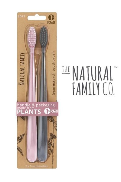 The Natural Family Co Nfco Toothbrush 2-Pack (Rose & Gray)