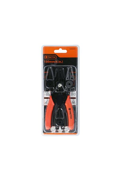 Tactix 4-Piece Carbon Steel Circlip Pliers Set with Spring-Loaded Handles 6inch