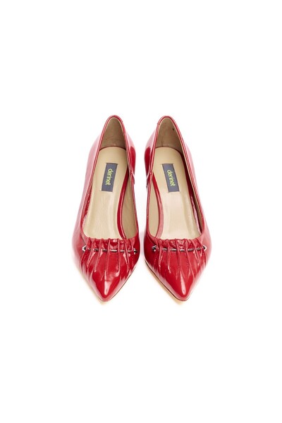 derinet Hakiki Deri Kalın Topuk Kadın Stiletto