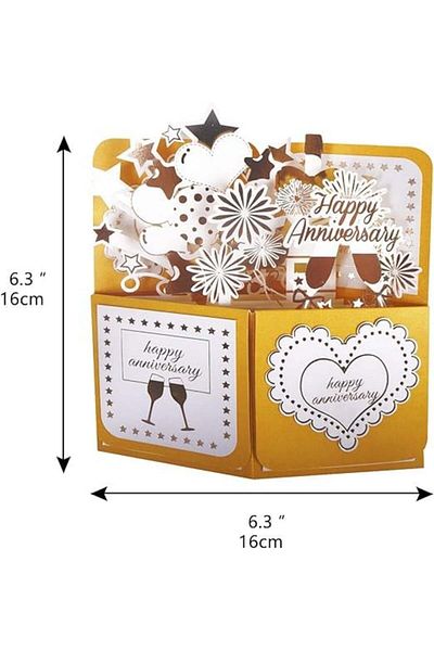 Innbox Felicitare 3D Innbox, auriu/alb, hartie, 8x8cm