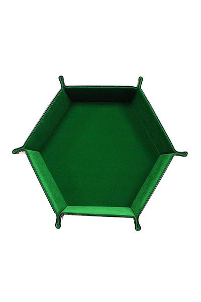 Choice Green Rolling Folding Hexagon Dice Game Storage Tray Pu Leather&velvet Mat Holder Double Sided Thic