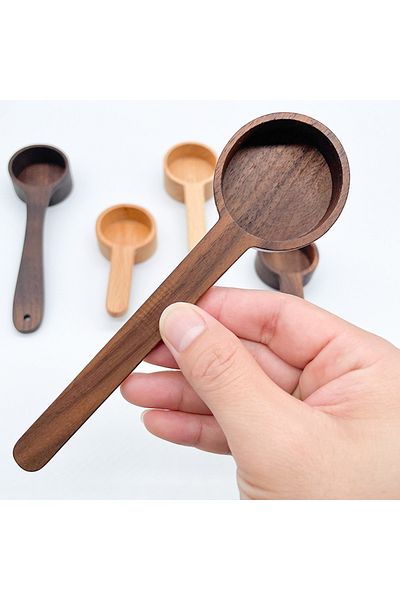 COOYA Long Handled Wooden Coffee Spoon,Durable,for Flavoring or Grinding Coffee,16.8cm,Black Walnut