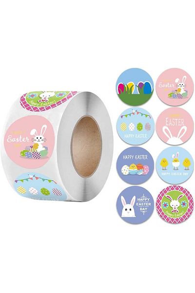 NT ling Roll of 500 NT-ling Easter stickers, paper, multicolor, 2.5 cm