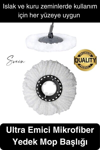 Svein Ultra Emici Yedek Mop Başlığı Mikrofiber Paspas Püsküllü Temizlik Fayan...