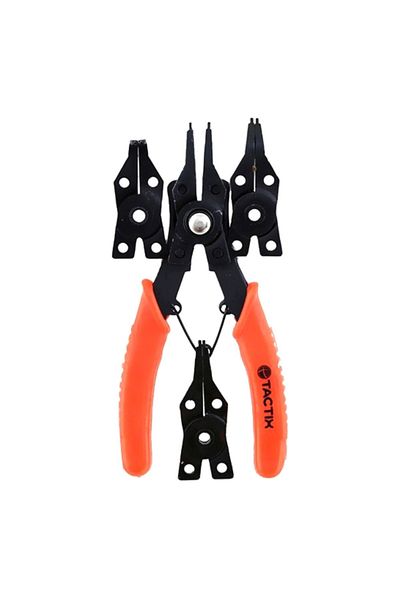 Tactix 4-Piece Carbon Steel Circlip Pliers Set with Spring-Loaded Handles 6inch