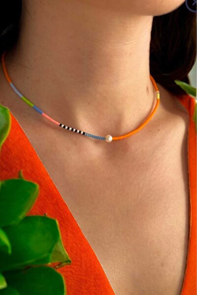 Atölye Olcay Eser Miyuki Cam Boncuk Gerçek İnci Tasarım Minimal Kolye