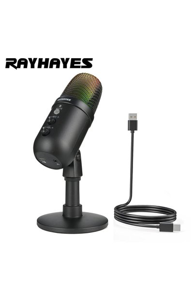 Cloody Professional Cardioid Rgb Gamer Studio Recording Wired Podcast Microphone