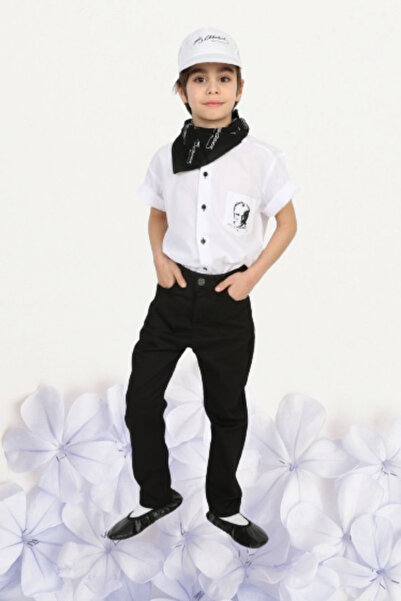 Nacar Erkek Çocuk 23 Nisan Gösteri Kostüm Pantolon Kısa Kol Atatürk Baskılı G...