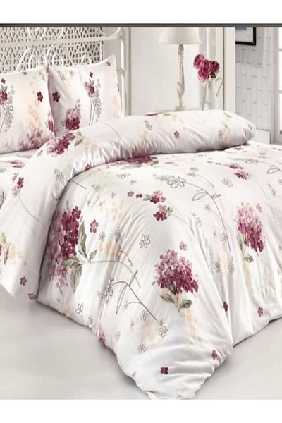 uykulife home collection Uykulife Single Cream Flower Patterned Duvet Cover Set