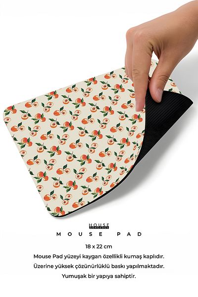 House Gorgeous لوحة ماوس مطبوعة ملونة بتصميم الخوخ والخوخ