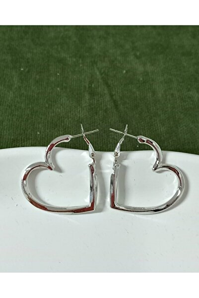 mos&more 2 Boy, Gümüş Kalp Halka Hafif Kadın Küpe