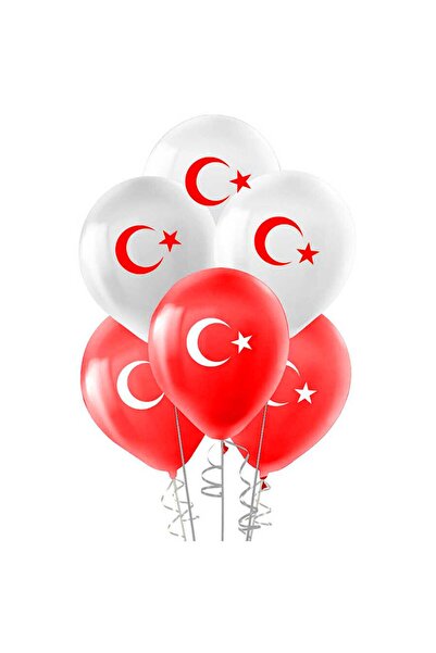 Dekals 10 Adet Bayrak Temalı Balon 23 Nisan 19 Mayıs Balon