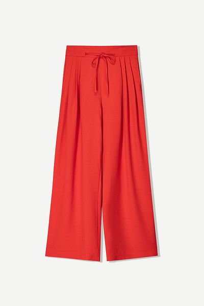 Bershka Flowing wide-leg trousers with pleats