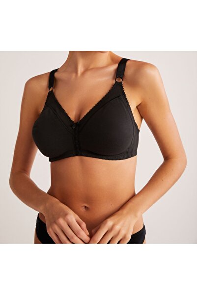 Kom Жіночий чорний бюстгальтер з фіксованими бретелями