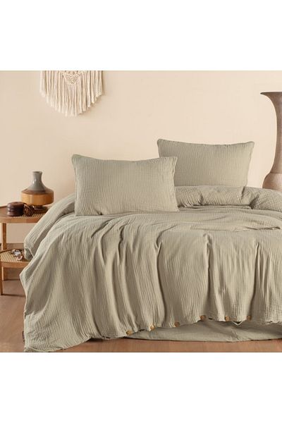 LOOM and FLOW Lenjerie de pat premium de lux din muselină, Henna Bej
