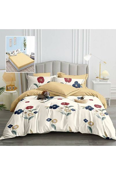 Pucioasa Finet bed linen with elastic, 6 pieces, floral