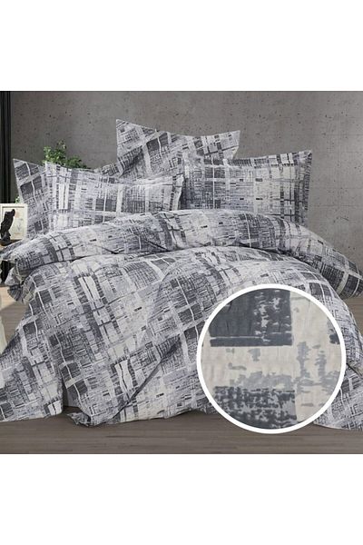 Pucioasa Double crepe bed linen with duvet cover 180x220cm, 100% cotton, geometric grey