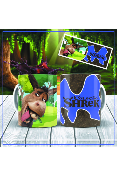 Genel Markalar EŞEK ÇİZGİ KARAKTER SHREK TASARIM BASKILI BEYAZ KUPA BARDAK