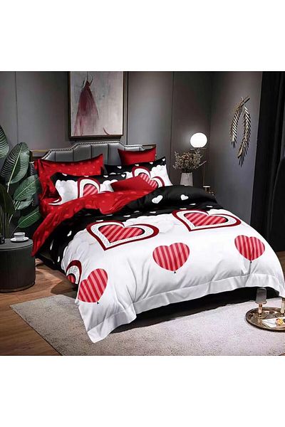 Pucioasa 6-piece fine double bed linen, Hearts (FN181)