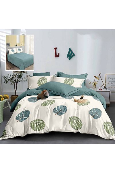 Pucioasa Double bed linen in finet with leaves, set of 6 pieces M446
