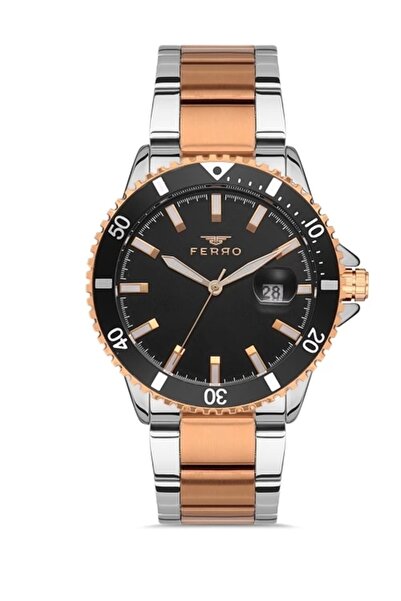 FERRO Rose ve Gümüş Çelik Kordon Erkek Kol Saati F11238A-E2