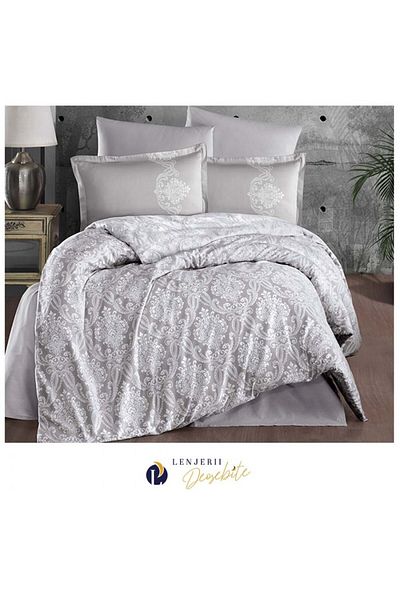 Pucioasa Luxury satin double bed linen, Toledo Beige V1