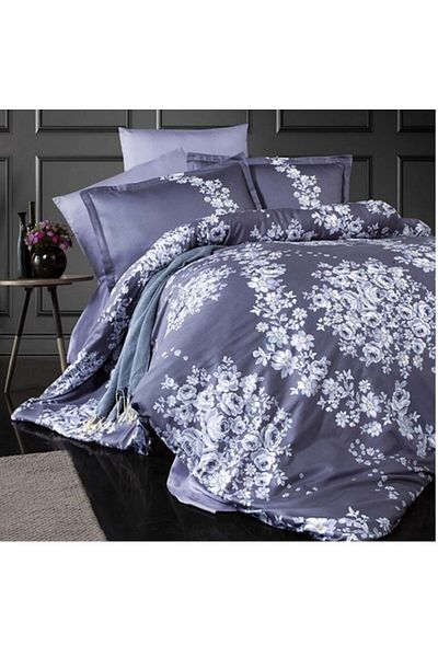 Pucioasa Luxury satin double bed linen, Melrose V2 Grey