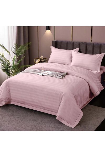 Pucioasa Lenjerie cu cearceaf pat cu elastic - saltea de 180x200cm, damasc policoton, IMP9 Roz
