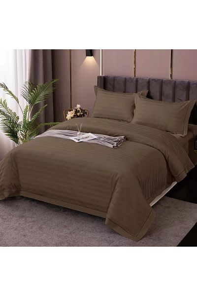 Pucioasa Bedding with 2 duvet sheets, polycotton damask, Pucioasa, IMP1 Brown