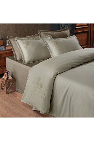 LAROMANO Lenjerie de pat din bumbac egiptean cu broderie, Silk Satin, Estella...