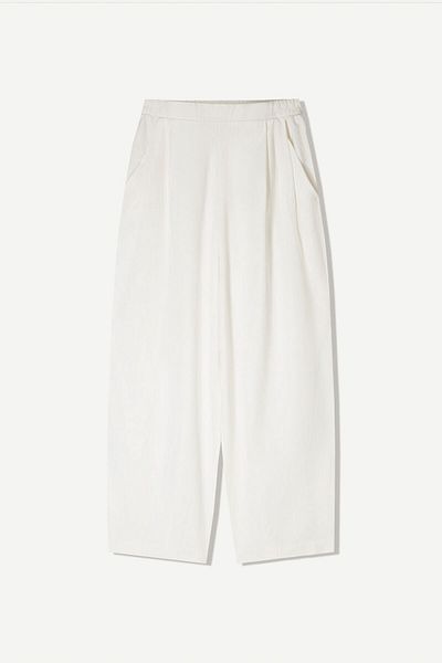 Bershka Linen blend balloon fit trousers with darts