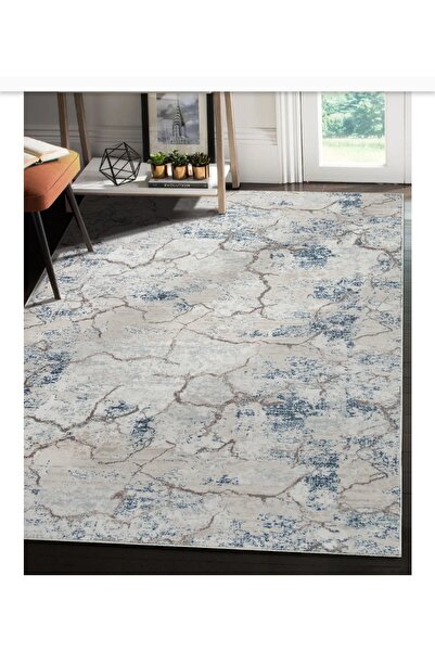 AKSU Jel Kaymaz Taban Yıkanabilir Yumuşak Yüzey Kesme Halı Yolluk Etna Mavi