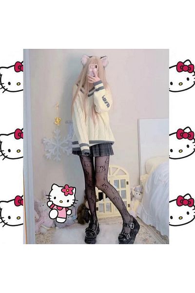 Girlboss Butik Chiloți Girlboss Hello Kitty Jk Y2k Punk Negru