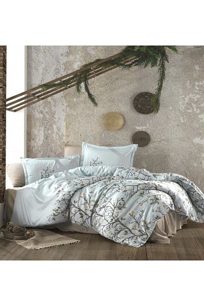 Pucioasa Luxury satin double bed linen, Alvin V1 Mint