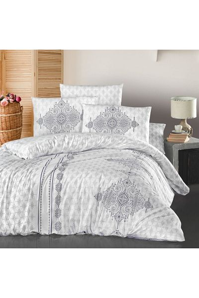 First Choice Lenjerie pat bumbac 100% ranforce, 6 piese, First Choice, Daniel, geometric alba