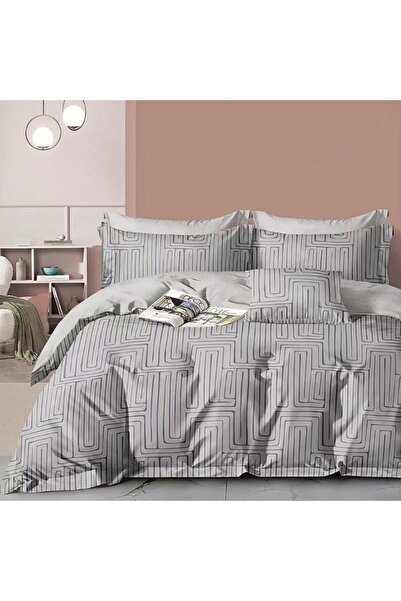 Pucioasa Lenjerie de pat dublu percale 6 piese bumbac 100%, model labirint