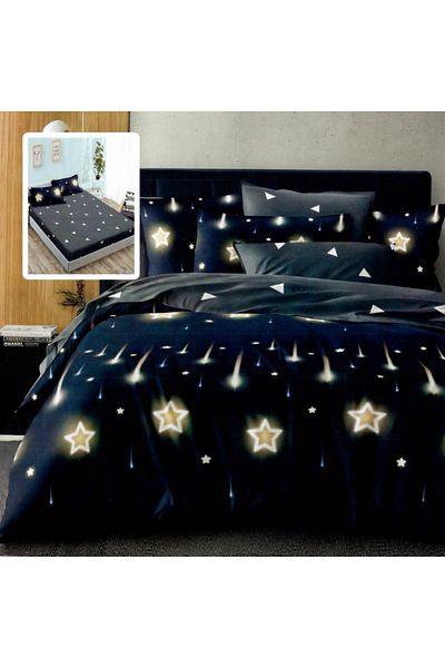 Pucioasa Finet bed linen with elastic, 6 pieces, gold stars