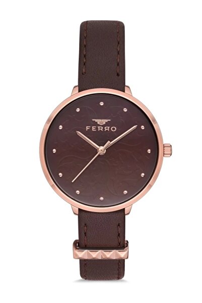 FERRO Kahverengi Deri Kordon Kadın Kol Saati F21087B-S6