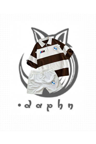 DAPHN Oversize Polo Neck Brown Bmw M3 Printed T-Shirt and Shorts Set