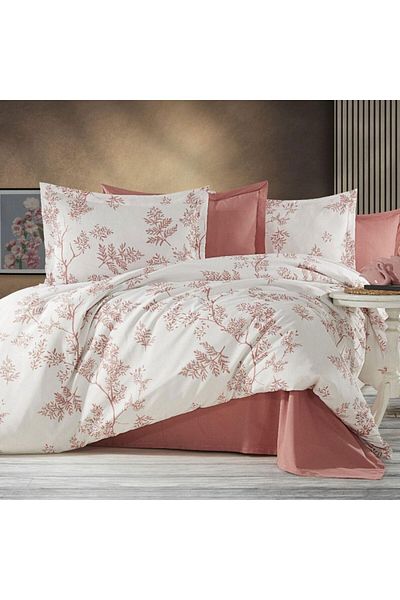 Pucioasa Double bed linen in brick color with branches, RNFN251