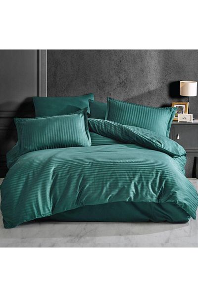 Pucioasa Thick damask bedding with 2 duvet covers, Green
