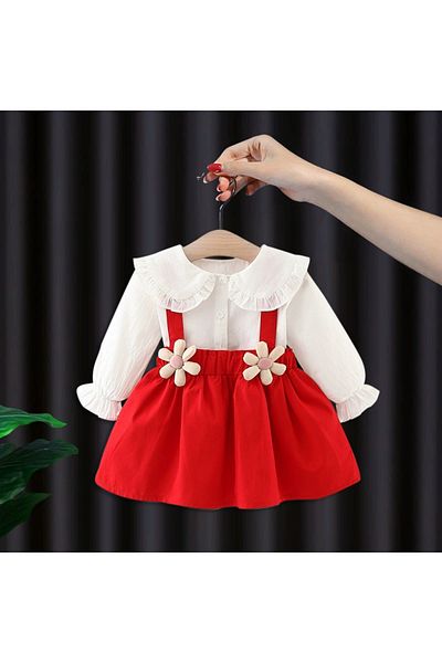 nannie Red Girls' Set with Sarafan and Antonia Shirt - 12-18 months